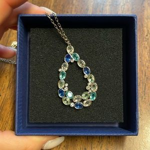Swarovski Tessa open teardrop necklace Blue Clear silver